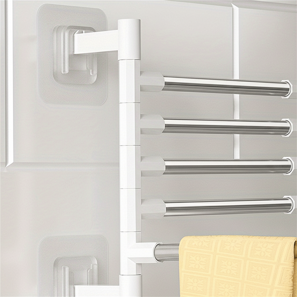 Swivel Towel Rack with Self-Adhesive Design | Space-Saving Solution for Organized Bathrooms 2