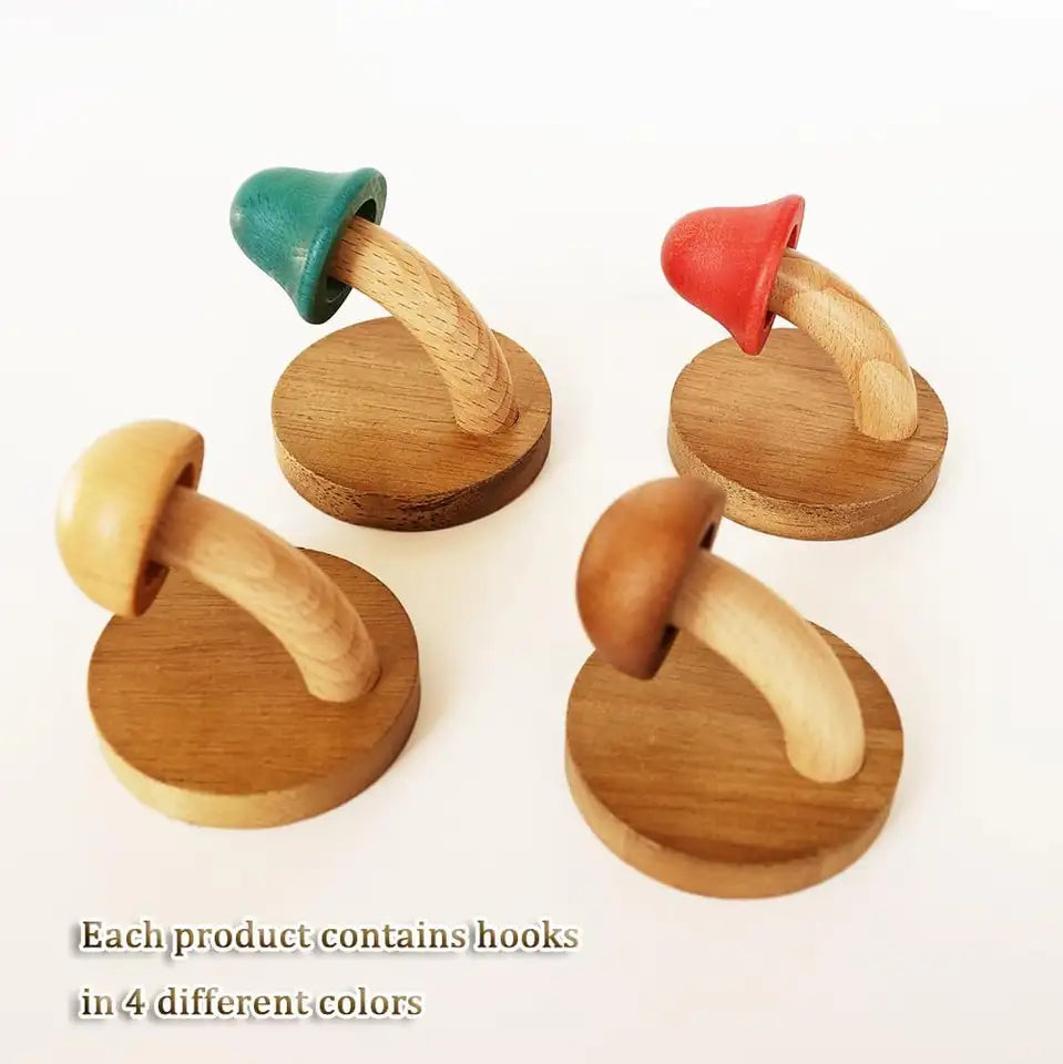 Timber Collection | Wooden Wall Hooks with Whimsical Mushroom Design | Playful Decor for Organizing 4