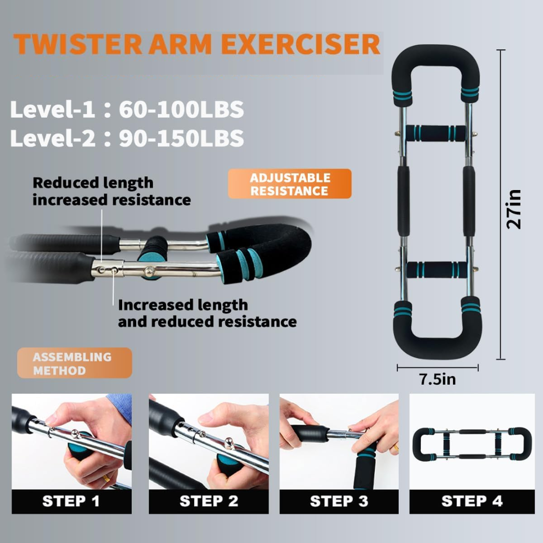 TwisterFlex | Adjustable Workout Bar with Custom Resistance | Portable Design for Strength Training 2