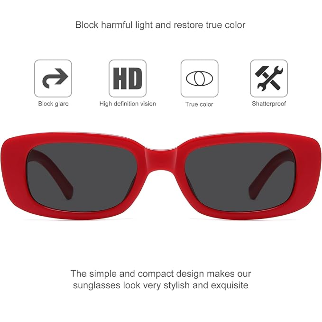 AriaLens - Retro Y2K Rectangular Sunglasses