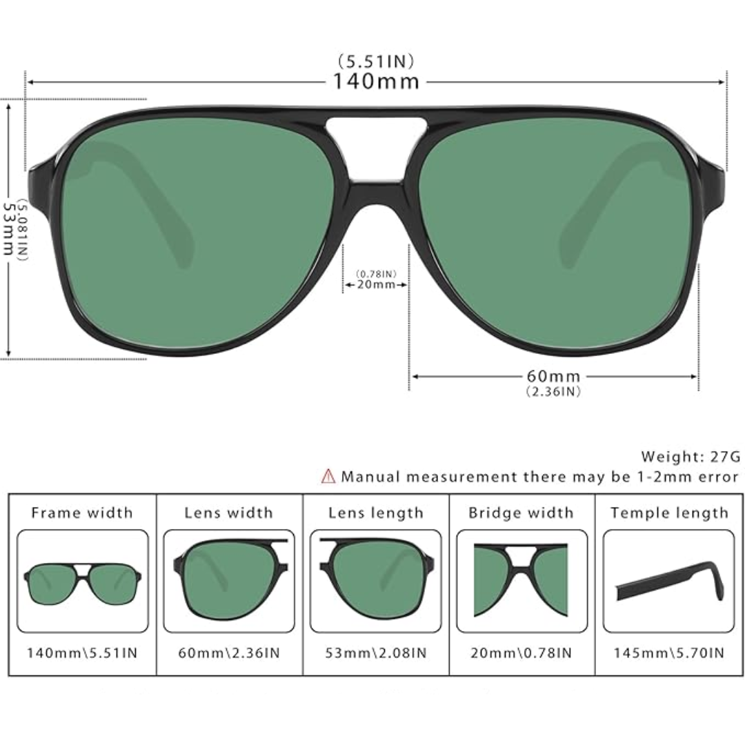 IndyShade - Retro Aviator Sunglasses with UV400 Protection