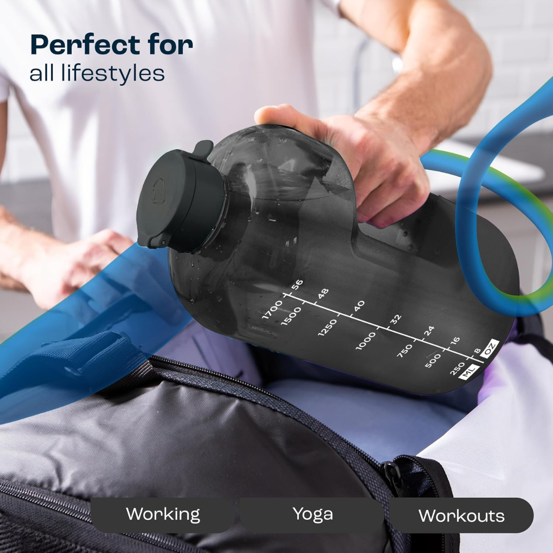 HydraMark - 2L Water Bottle with Time Markers and Carry Handle