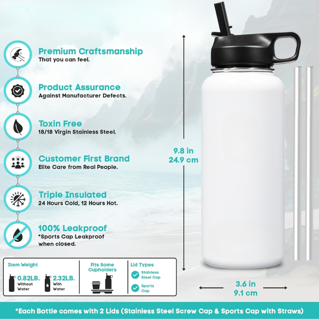 HydroElite - Insulated Steel Bottle with Straw