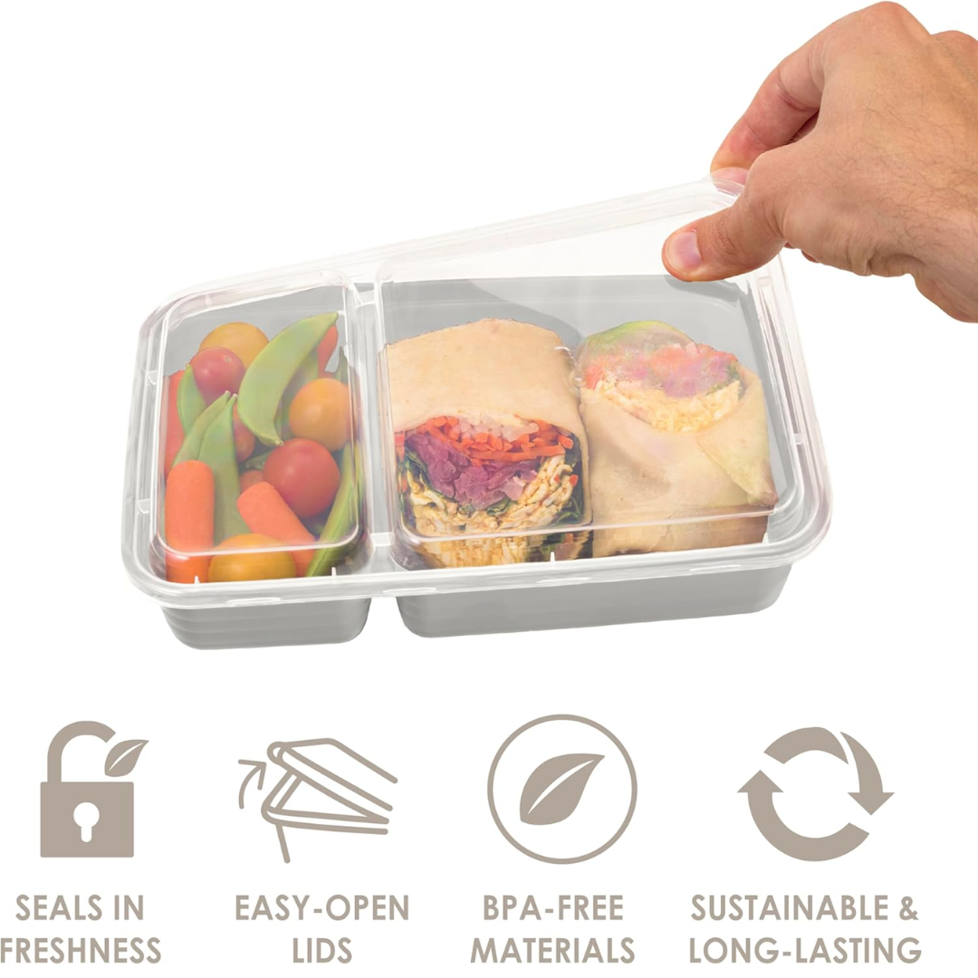 EcoBox - 2-Compartment Reusable Food Storage Container Set of 20