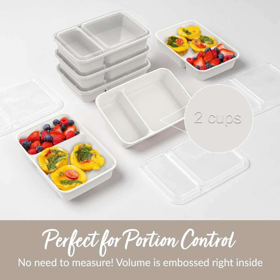 EcoBox - 2-Compartment Reusable Food Storage Container Set of 20