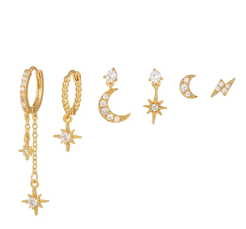 StarGlow Earrings - Celestial Star Stud and Hoop Set