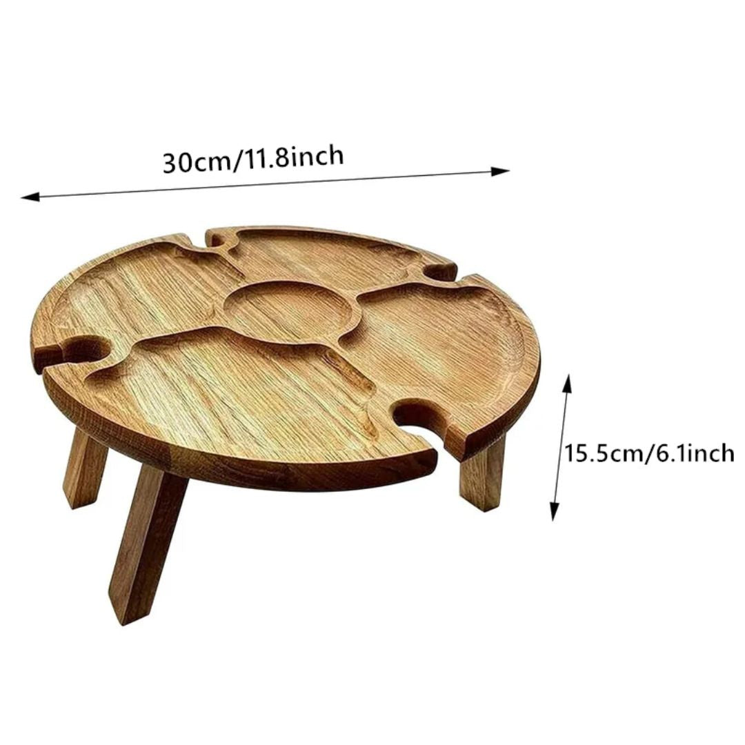 CheeseBoard Delights - Wooden Foldable Picnic Board with Wine Rack