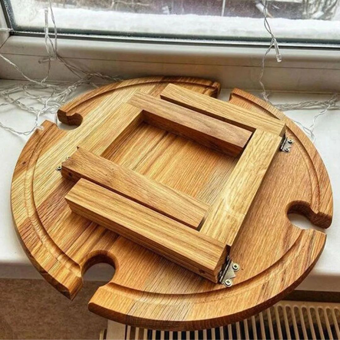 CheeseBoard Delights - Wooden Foldable Picnic Board with Wine Rack