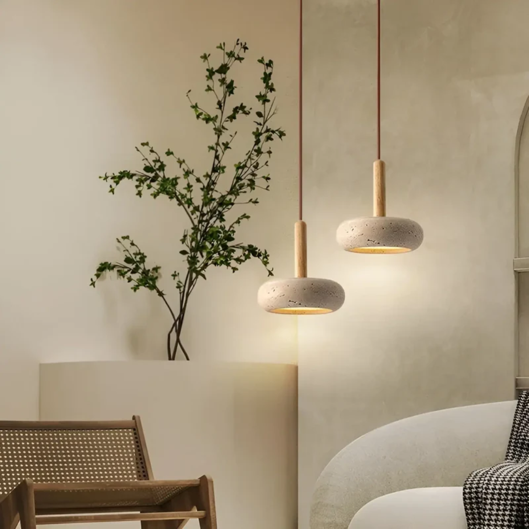 TranquilHalo - Retro Japanese LED Ceiling Lamp