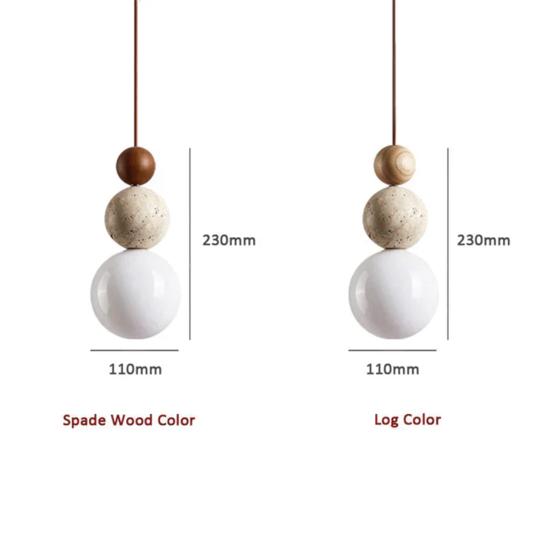 TravertineGlow - Elegant Mahogany Pendant Lamp