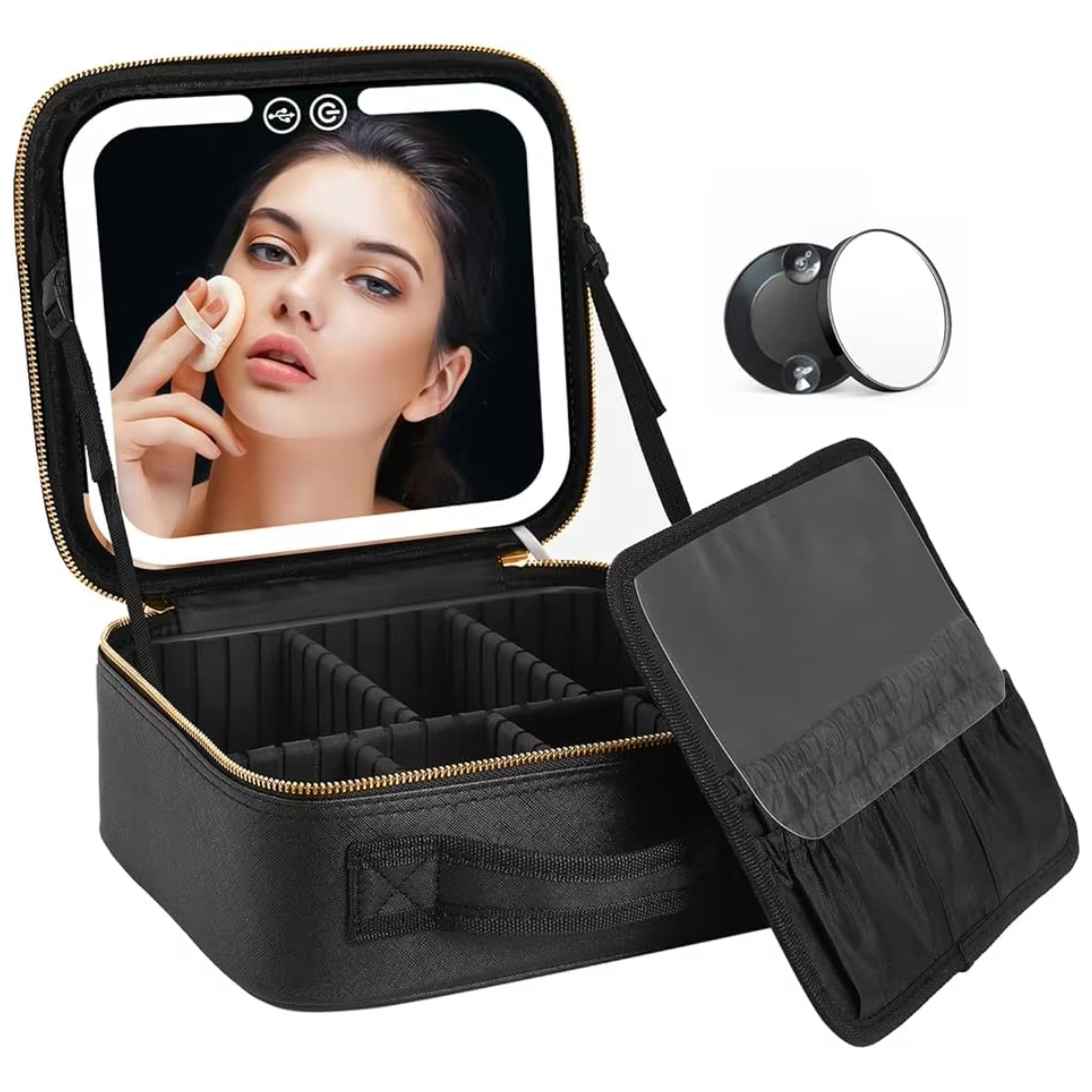 TravelGlow - Lighted Makeup Organizer with LED Mirror
