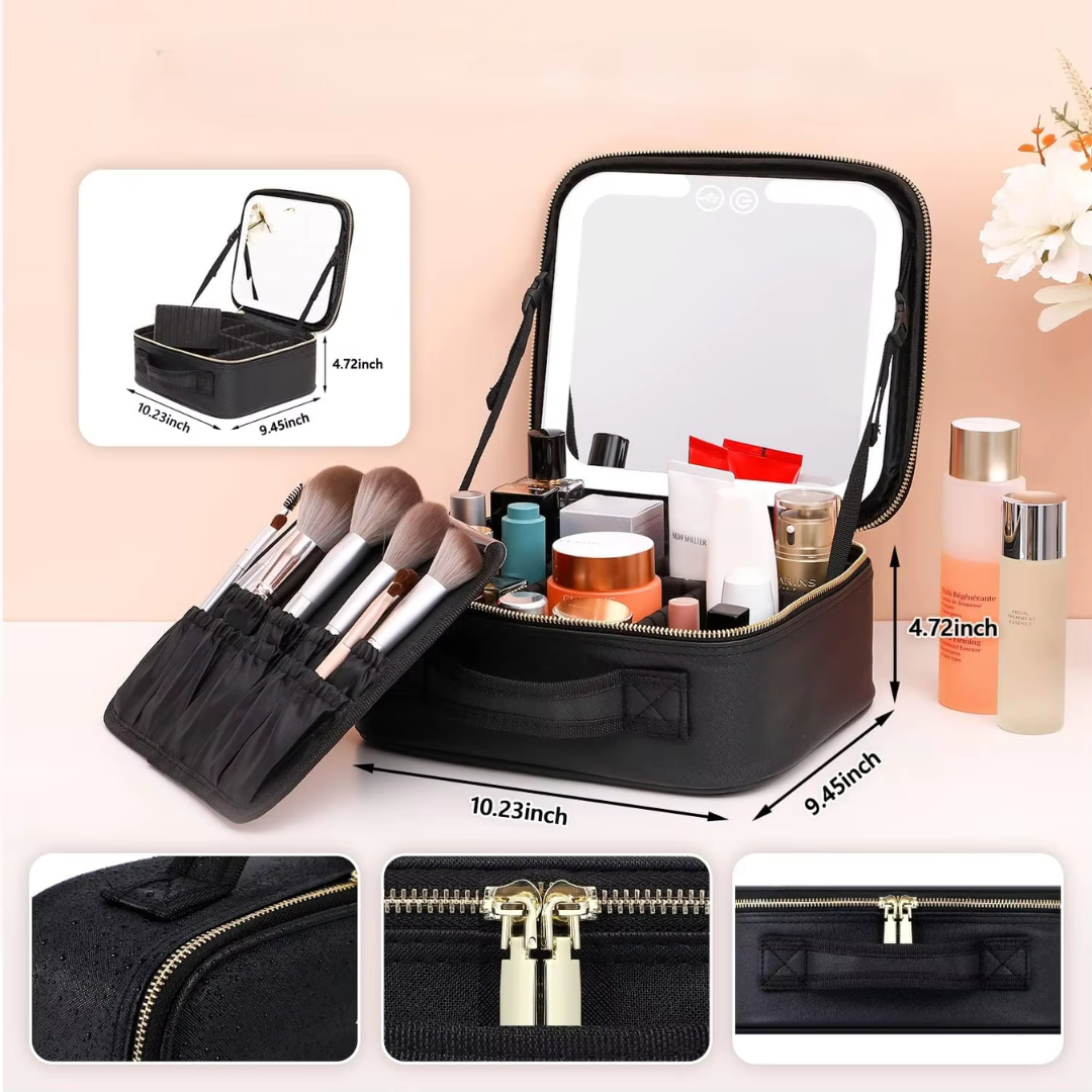 TravelGlow - LED Makeup Organizer with Mirror