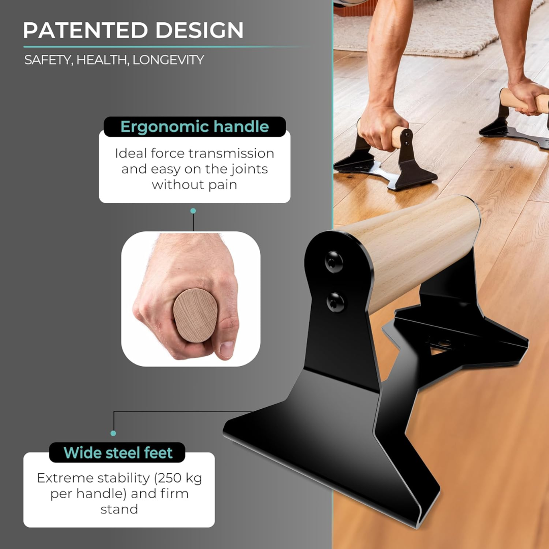PowerGrip - Wooden Push-Up Parallettes with Non-Slip Base