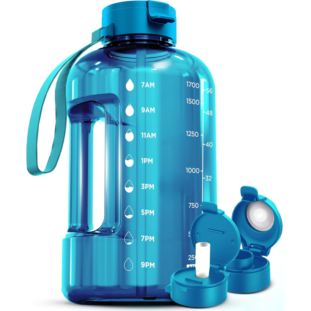 HydraMark - 2L Water Bottle with Time Markers and Carry Handle