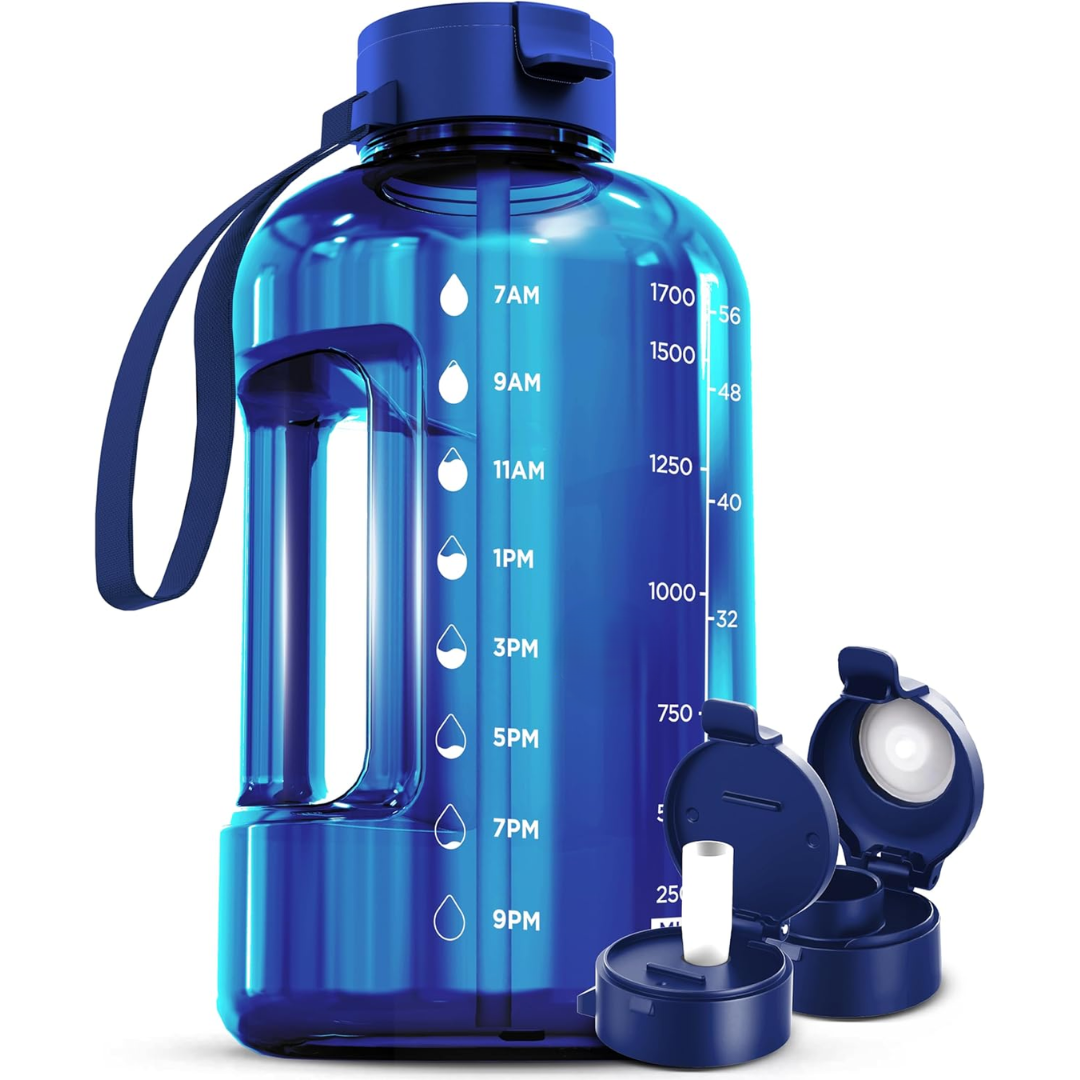 HydraMark - 2L Water Bottle with Time Markers and Carry Handle