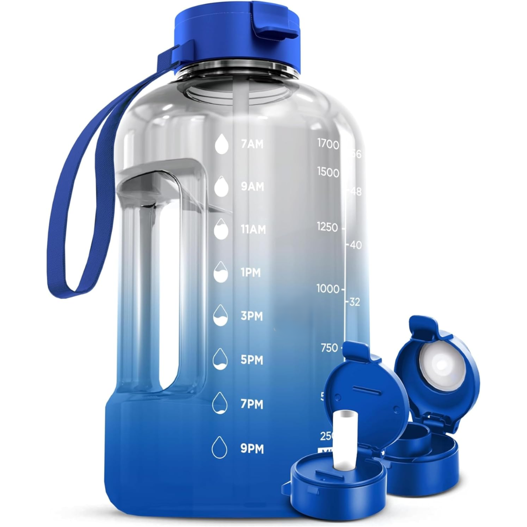 HydraMark - 2L Water Bottle with Time Markers and Carry Handle