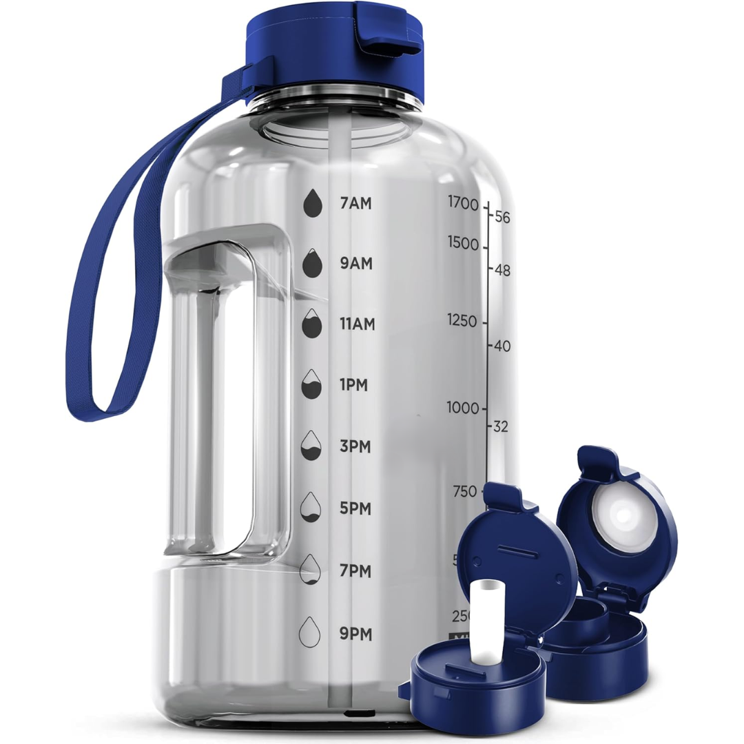HydraMark - 2L Water Bottle with Time Markers and Carry Handle