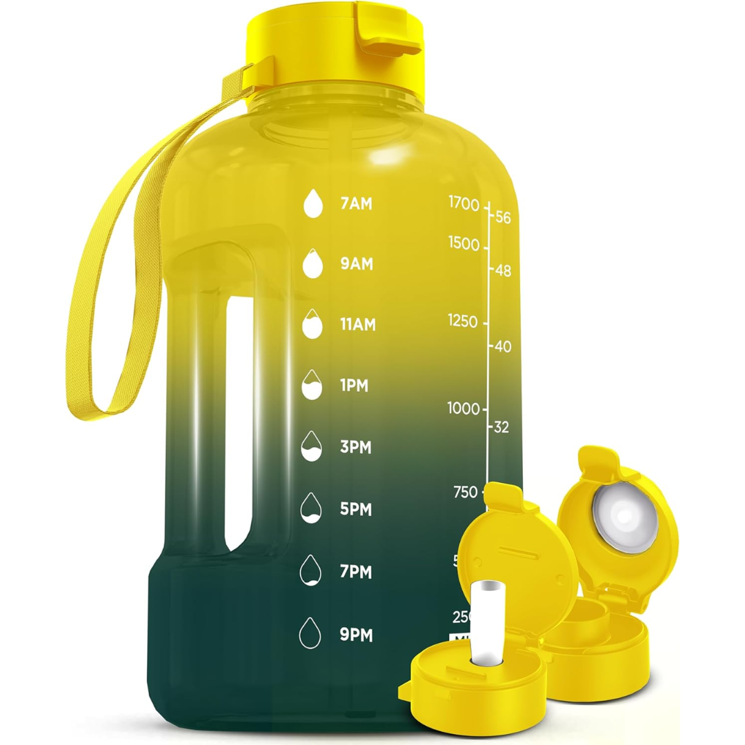 HydraMark - 2L Water Bottle with Time Markers and Carry Handle