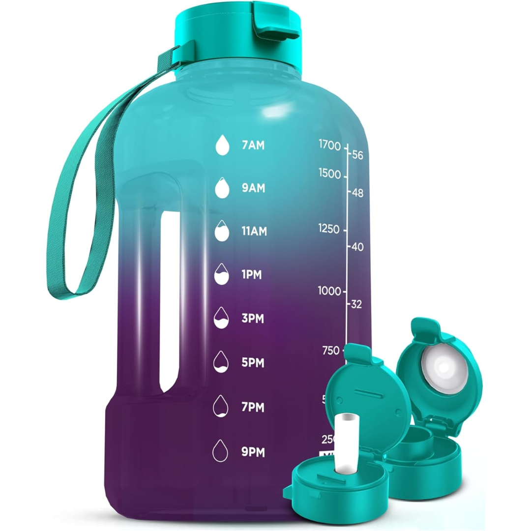 HydraMark - 2L Water Bottle with Time Markers and Carry Handle