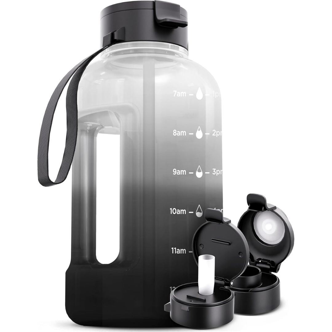HydraMark - 2L Water Bottle with Time Markers and Carry Handle