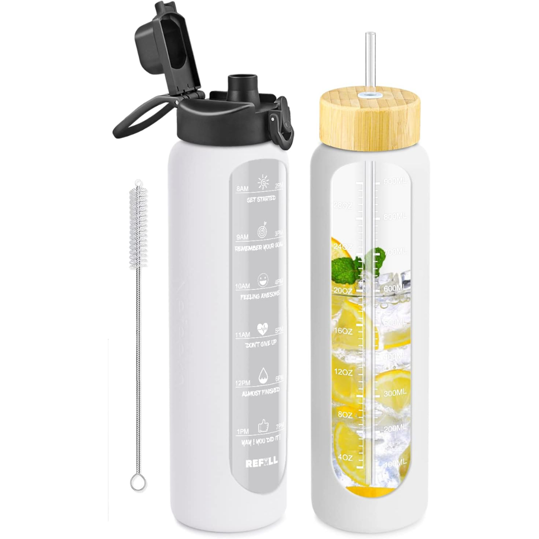 HydraVibe - Motivational Water Bottle with Straw