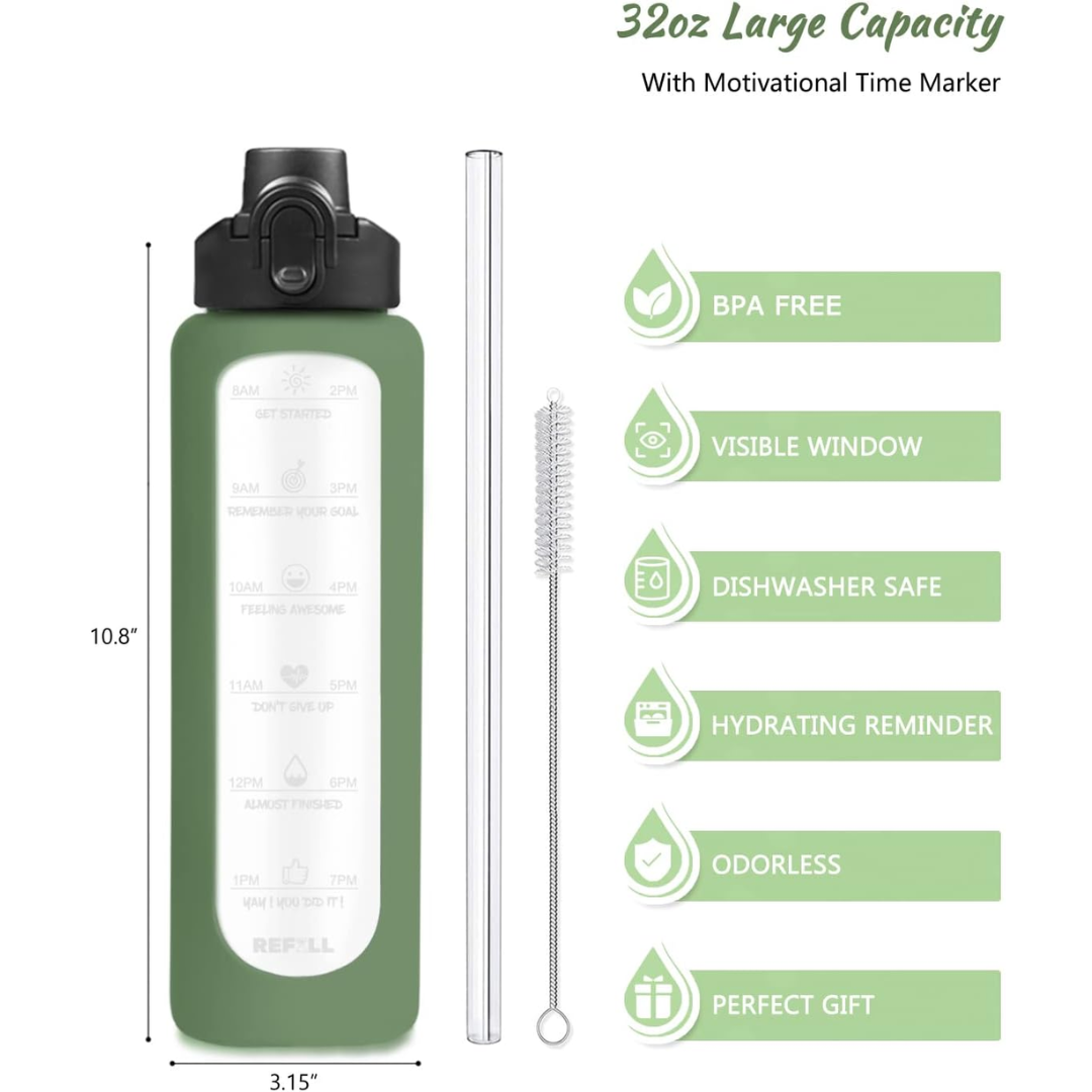 HydraVibe - Motivational Water Bottle with Straw
