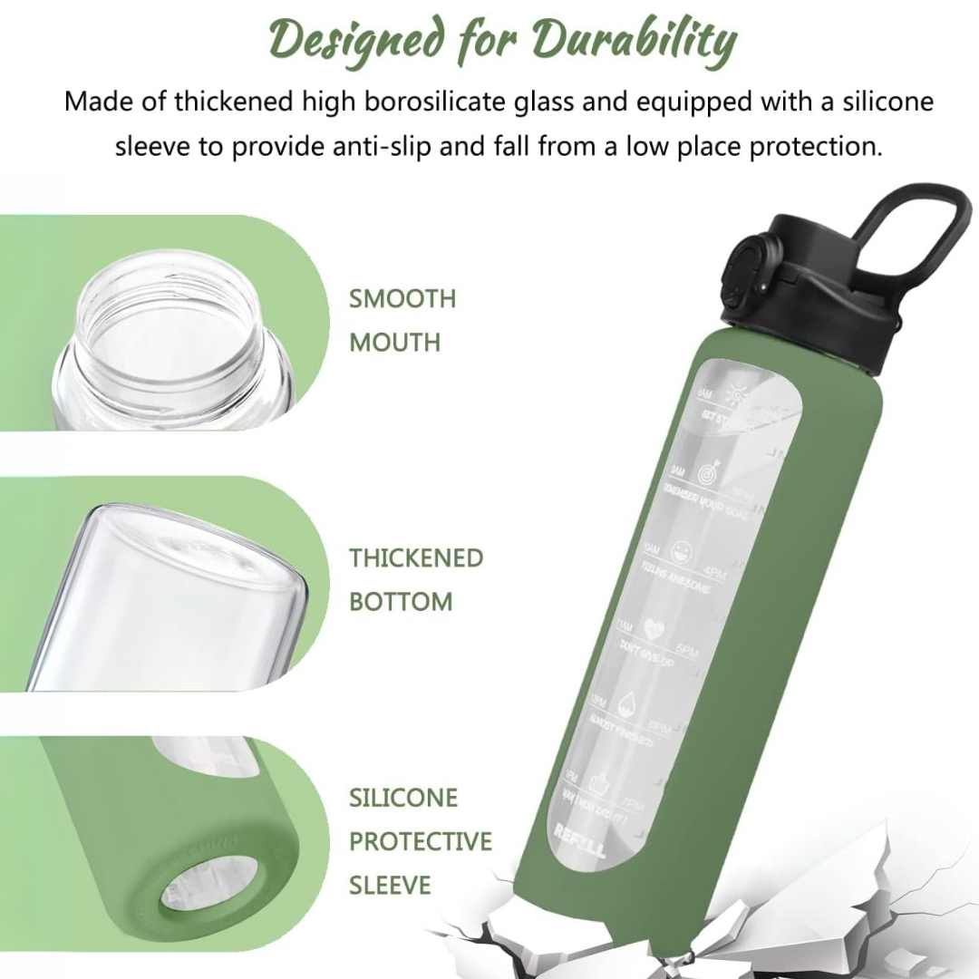 HydraVibe - Motivational Water Bottle with Straw