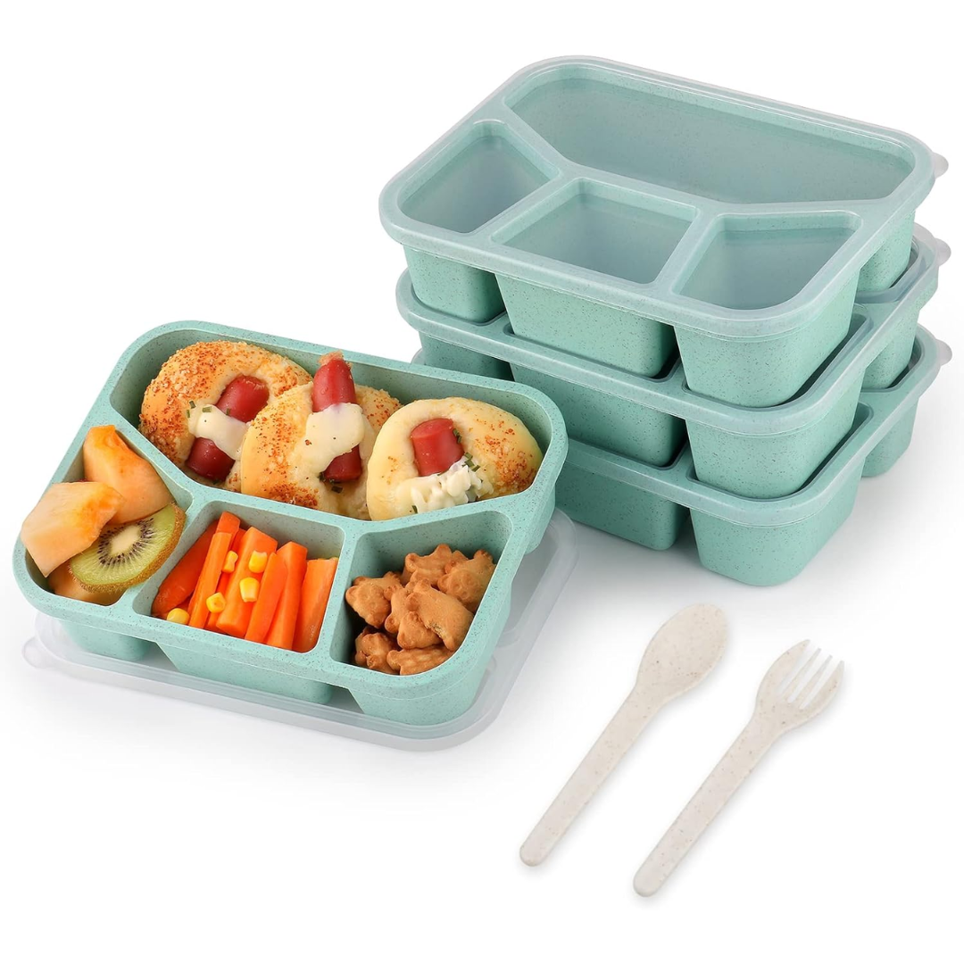 BentoBox Snack Box Set - 4 Reusable Meal Prep Containers with Compartments
