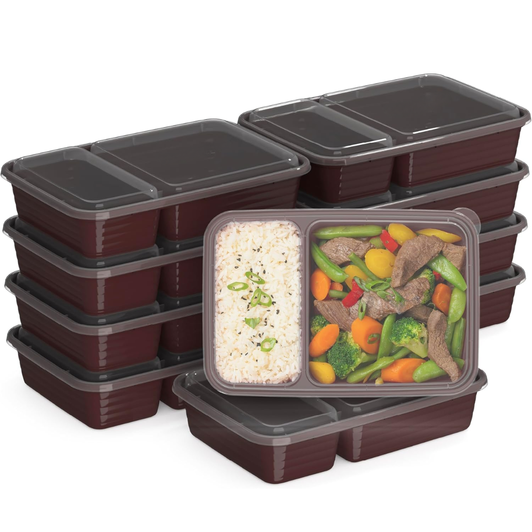 EcoBox - 2-Compartment Reusable Food Storage Container Set of 20