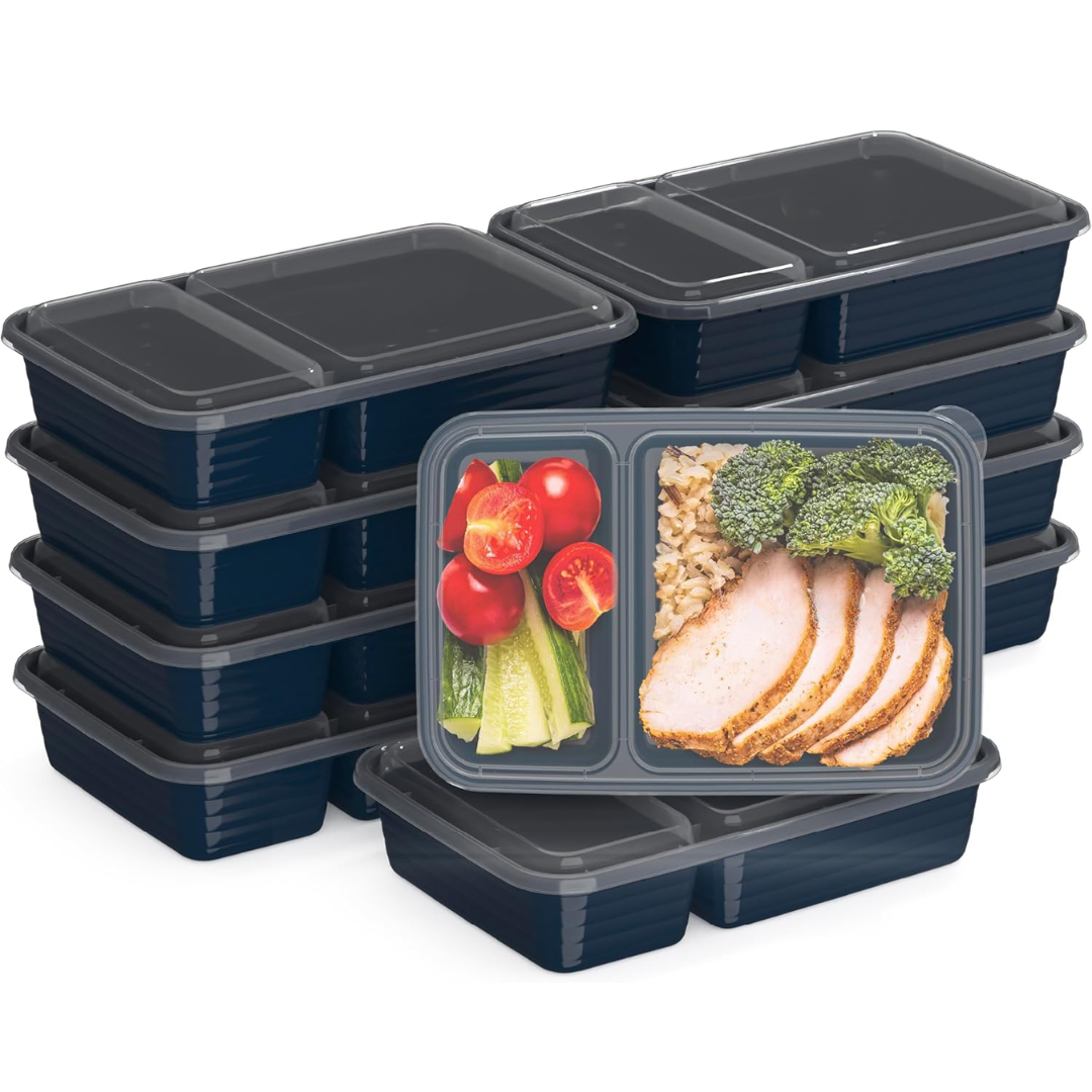 EcoBox - 2-Compartment Reusable Food Storage Container Set of 20