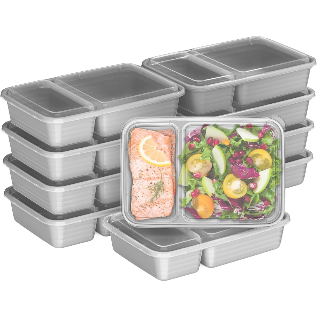 EcoBox - 2-Compartment Reusable Food Storage Container Set of 20