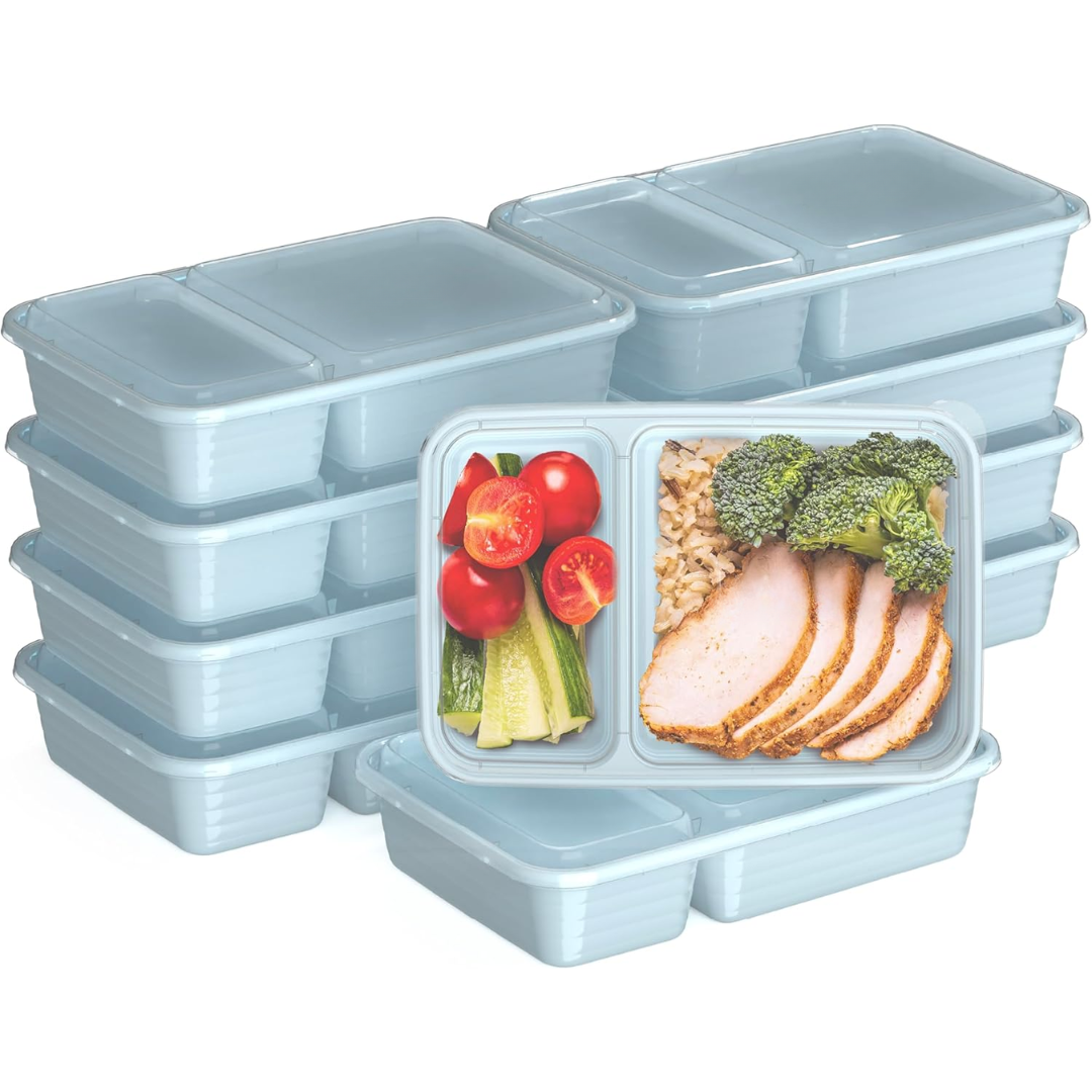 EcoBox - 2-Compartment Reusable Food Storage Container Set of 20