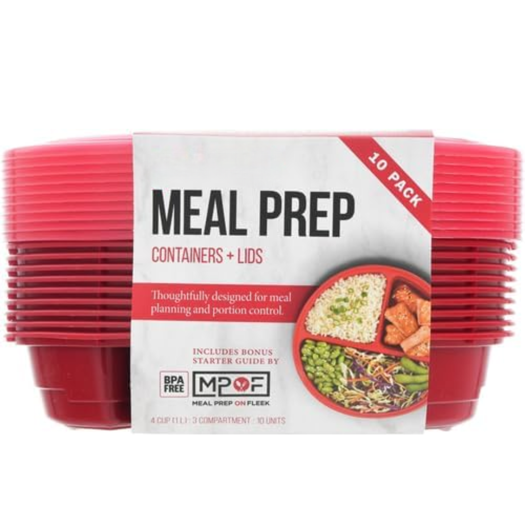 FreshPrep - BPA-Free 3-Compartment Meal Prep Containers Set of 10