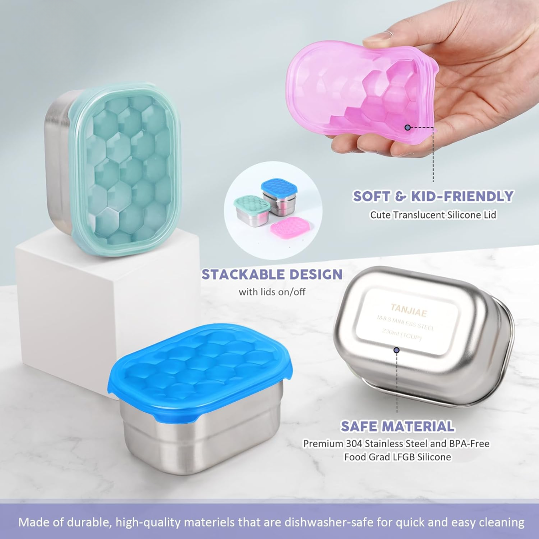 SnackGuard - Stainless Steel Snack Containers with Silicone Lids
