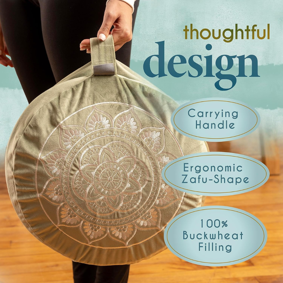 VelvetZen - Premium Velvet Meditation Cushion with Buckwheat Filling