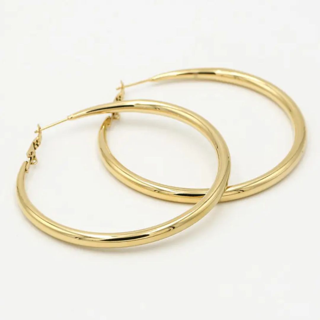 Gold Hoop - Elegant 60mm Earrings for Women