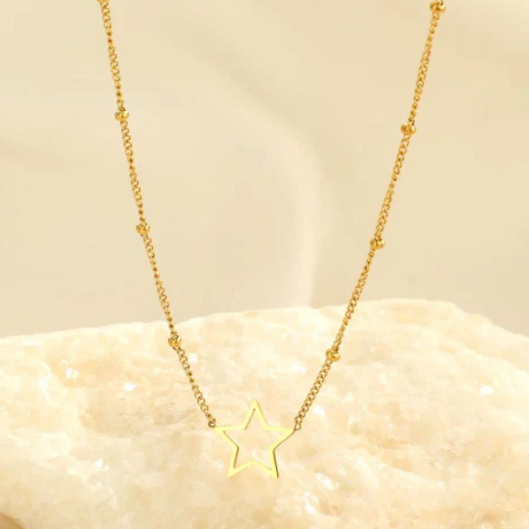 StarGlow Necklace - Timeless Gold Open Star Pendant