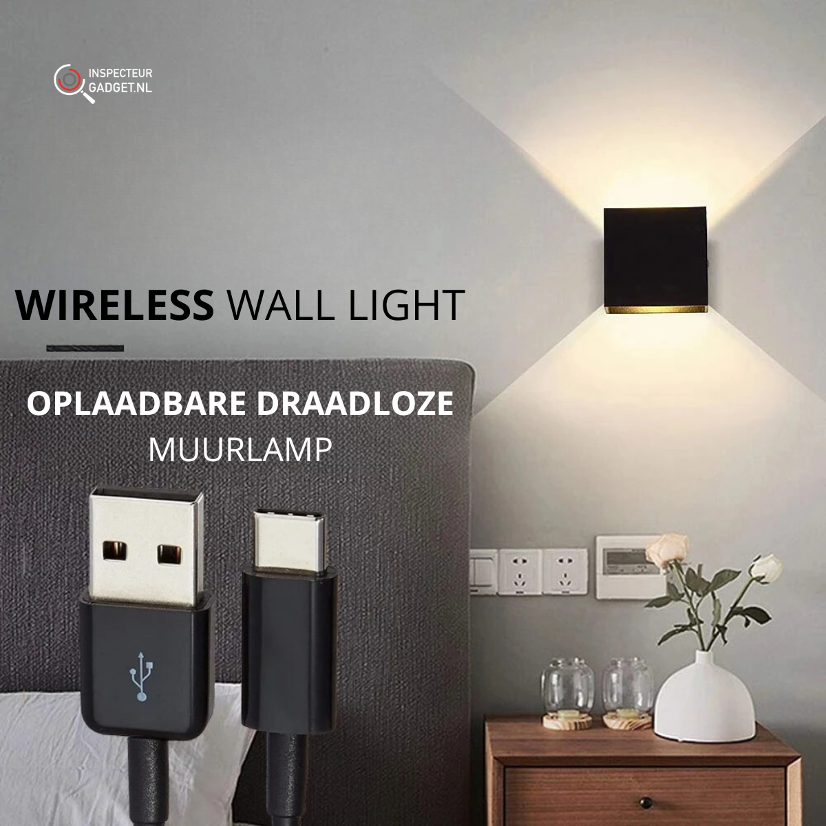 Wireless Wall Light - Rechargeable Cordless Wall Lamp
