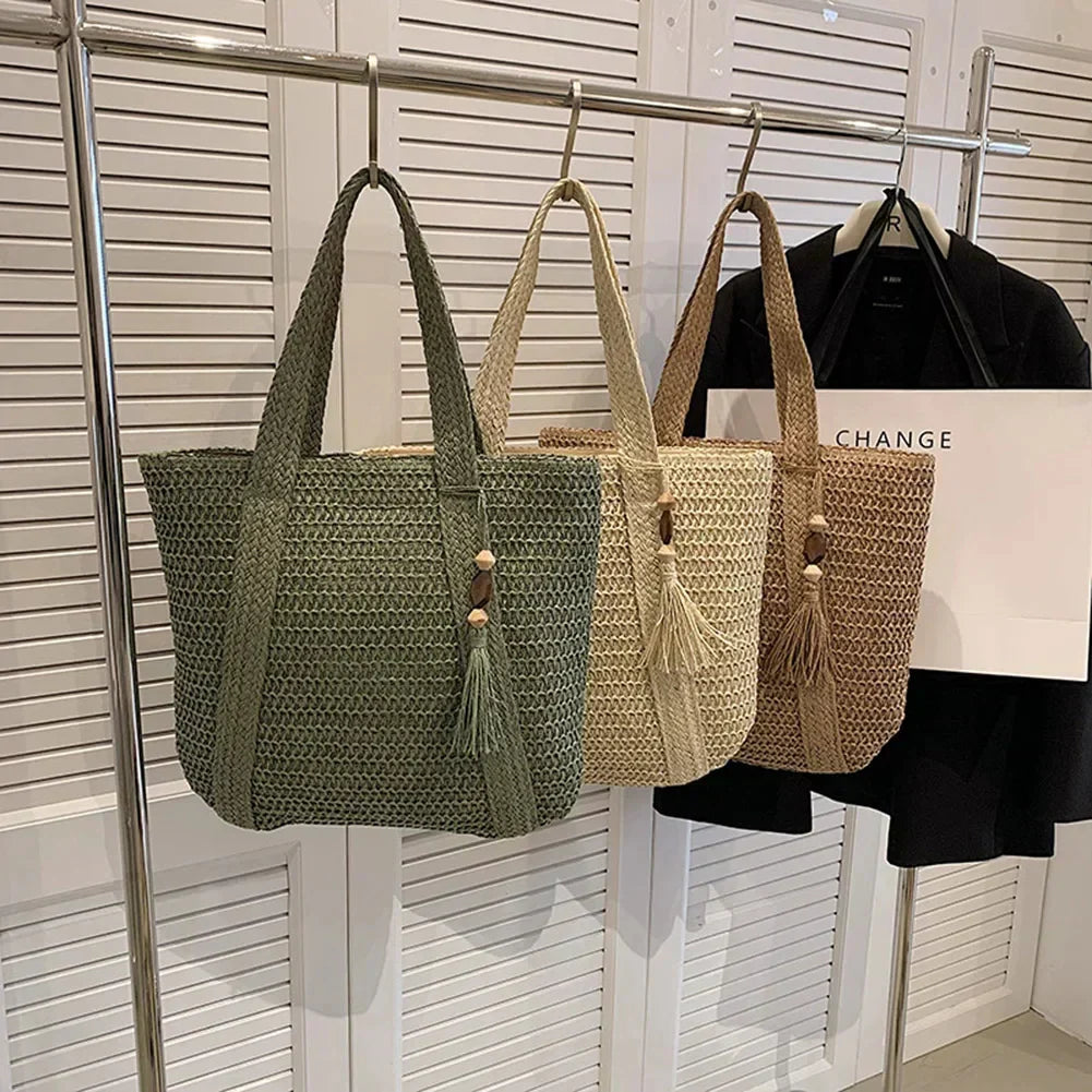 EcoChic Handbag - Woven Rattan Shoulder Bag