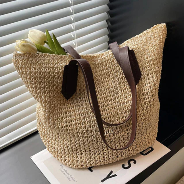 SunWeave Bag - Woven Bohemian Straw Shoulder Bag