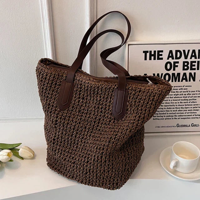 SunWeave Bag - Woven Bohemian Straw Shoulder Bag