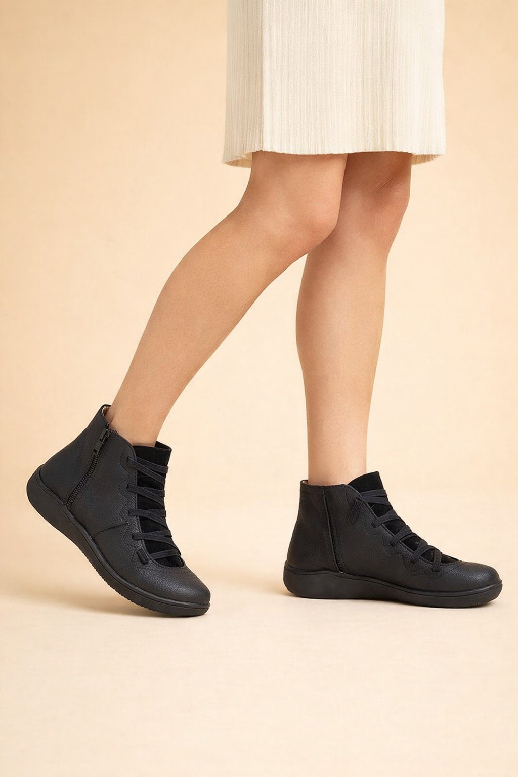 Women's Black Ankle Boots - Trendy Orthopedic Comfort Footwear for Everyday Style 5
