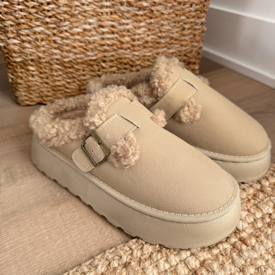 Women's Fleece Lined Buckle Platform Slippers - Cozy House Slippers for Autumn/Winter Comfort 3