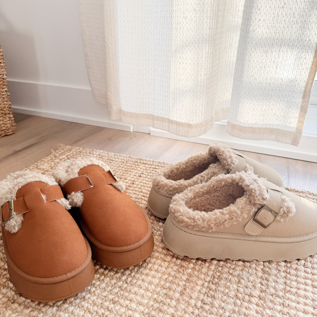 Women's Fleece Lined Buckle Platform Slippers - Cozy House Slippers for Autumn/Winter Comfort 4