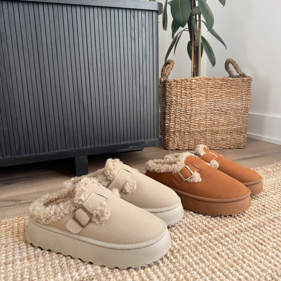 Women's Fleece Lined Buckle Platform Slippers - Cozy House Slippers for Autumn/Winter Comfort 6