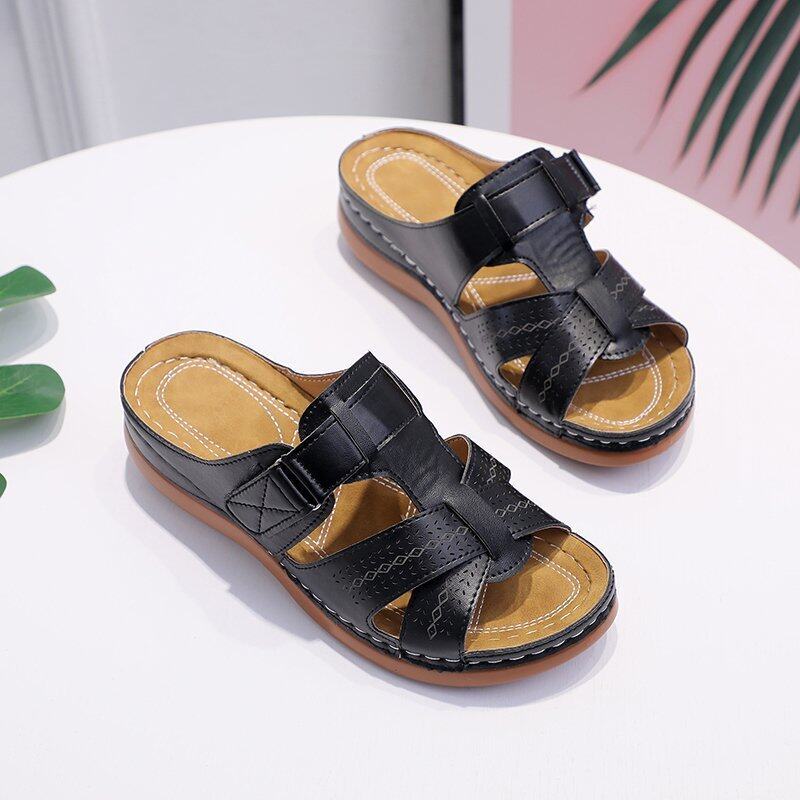Women's Non-slip Orthopedic Leather Sandals - Luxurious Comfort and Support 0