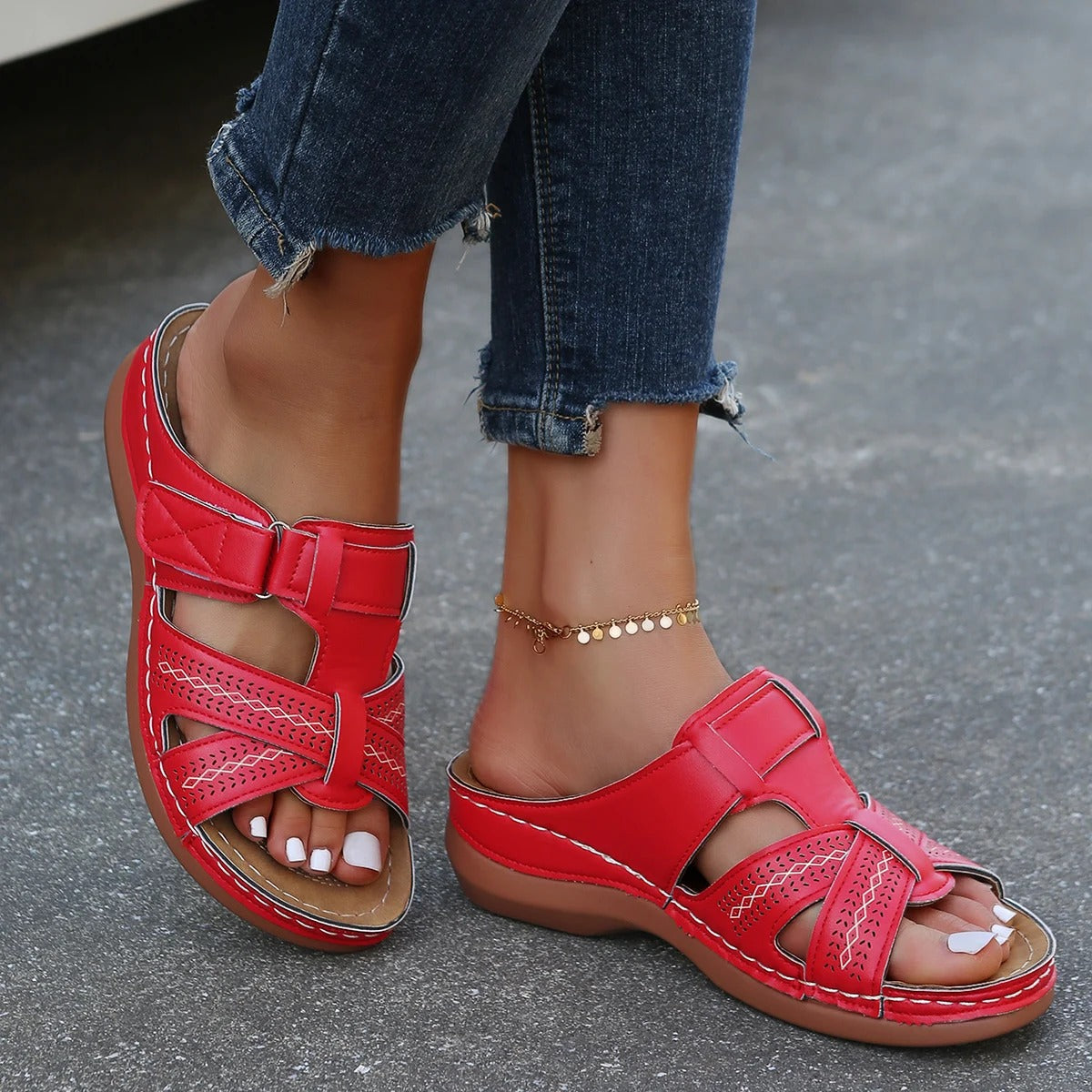 Women's Non-slip Orthopedic Leather Sandals - Luxurious Comfort and Support 8