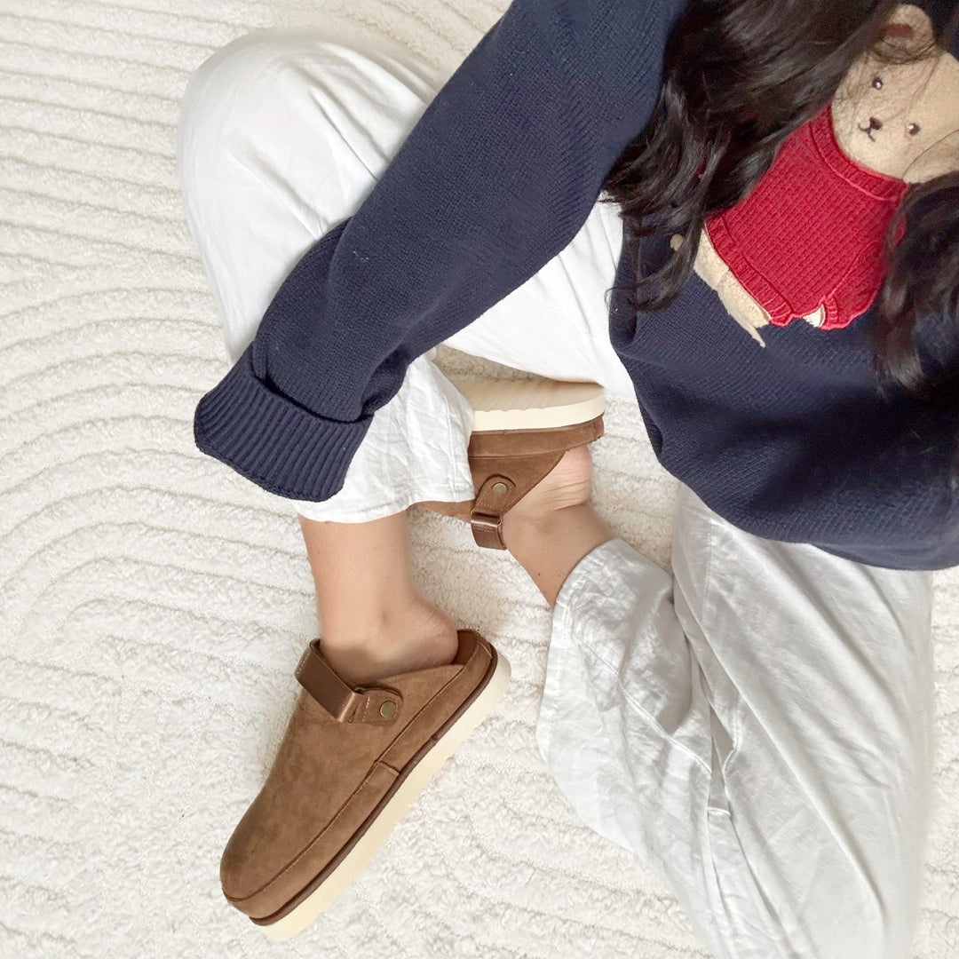 Women's Suede Platform Clogs - Cozy Slip-On Footwear for All-Day Comfort and Support 5