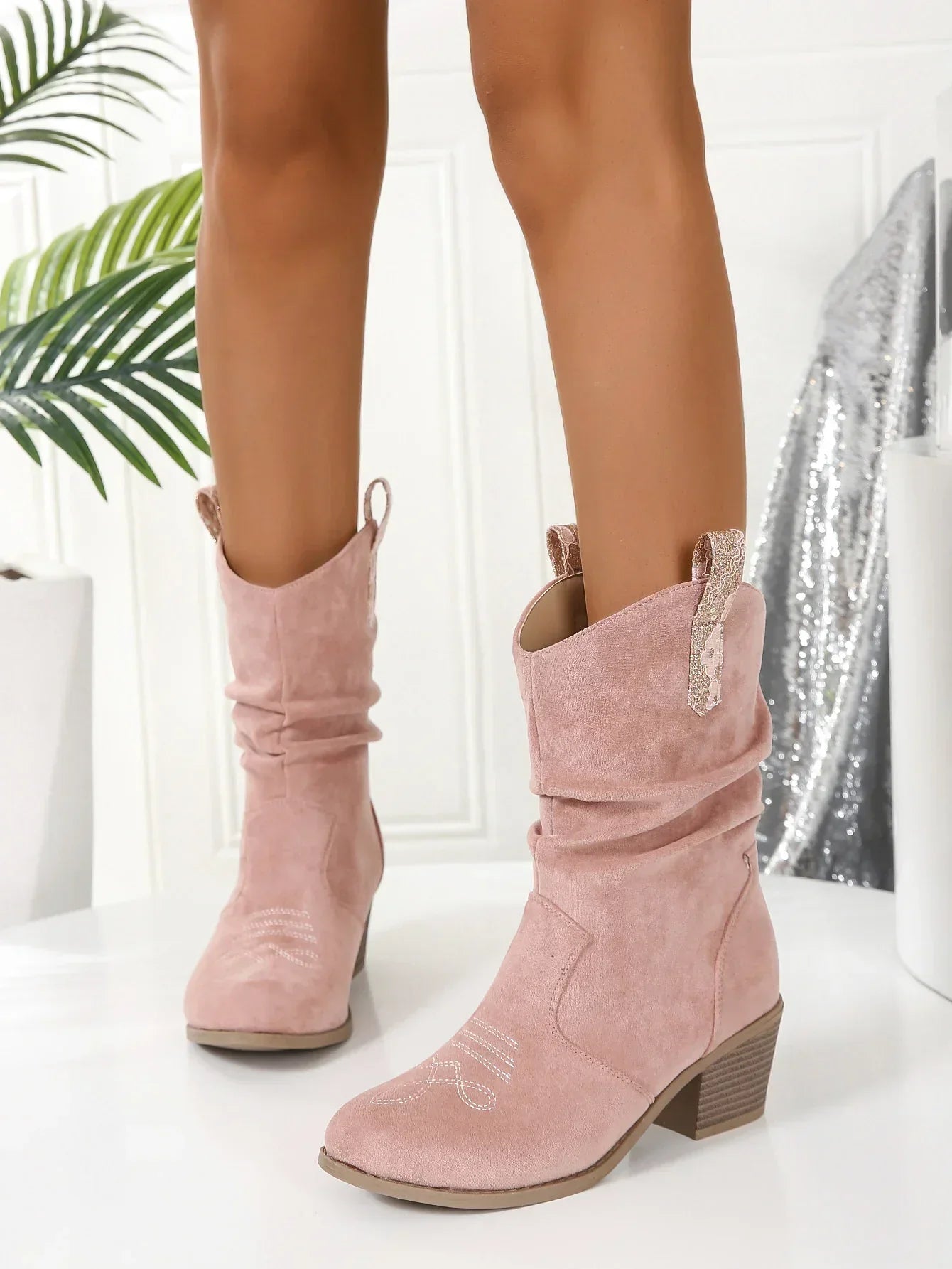 Women's Trendy Pink Boots - Stylish Slip-On Footwear for Everyday Elegance 0