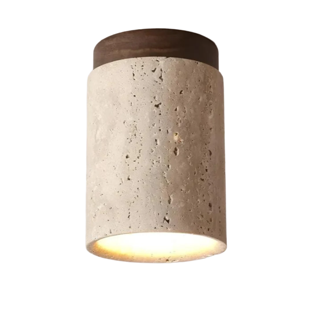 ZenLight | LED Ceiling Light Fixture with Natural Travertine Design | Minimalist Flush Mount for Serene Ambience 0